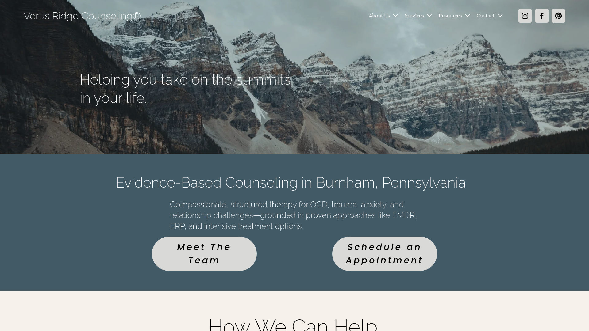 Verus Ridge Counseling website screenshot